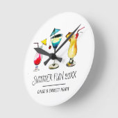 トロピカルサマーカクテルドリンクレトロホームバー ラウンド壁時計 (傾斜)