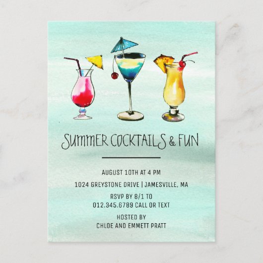 トロピカルサマーカクテルパーティー インビテーションポストカード (正面)