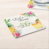 トロピカルサマーカクテル50thバースデーパーティー スクエアペーパーコースター (アングル)