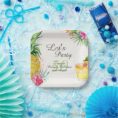 トロピカルサマーカクテル50thバースデーパーティー ペーパープレート (パーティー)