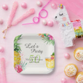 トロピカルサマーカクテル50thバースデーパーティー ペーパープレート (パーティー)
