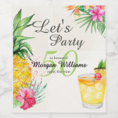 トロピカルサマーカクテル50thバースデーパーティー ワインラベル (シングルラベル)