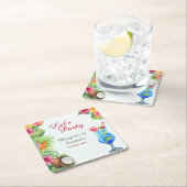 トロピカルサマーカップルズフレンドジョイント誕生日 スクエアペーパーコースター (インサイチュ)