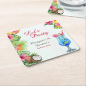 トロピカルサマーカップルズフレンドジョイント誕生日 スクエアペーパーコースター (アングル)