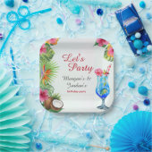 トロピカルサマーカップルズフレンドジョイント誕生日 ペーパープレート (パーティー)