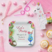 トロピカルサマーカップルズフレンドジョイント誕生日 ペーパープレート (パーティー)