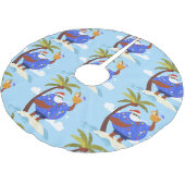 トロピカルサマークリスマス休暇ブラックサンタ ブラッシュドポリエステルツリースカート (アングル)