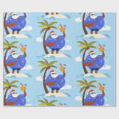 トロピカルサマークリスマス休暇ブラックサンタ ラッピングペーパー (フラット)