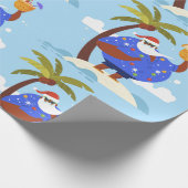 トロピカルサマークリスマス休暇ブラックサンタ ラッピングペーパー (角)