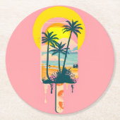 トロピカルサマーサンセットスイーツパラダイス ラウンドペーパーコースター (正面)