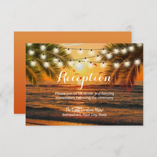 トロピカルサマーサンセットビーチ結婚式披露宴 招待状 (正面/裏面)