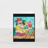 トロピカルサマーサンタクロースおもしろいハワイアンクリスチム カード (正面)