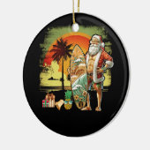 トロピカルサマーサーフィンサンタクロース6パッククライスト セラミックオーナメント (左)