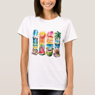トロピカルサマーバイブ – レトロビーチシャツ Tシャツ