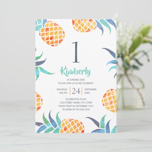 トロピカルサマーパイナップルビーチ1日目の誕生日パーティー 招待状 (スタンド正面)