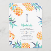 トロピカルサマーパイナップルビーチ1日目の誕生日パーティー 招待状 (正面/裏面)