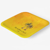 トロピカルサマーパームツリーズスイムプールパーティー金ゴールド ペーパープレート (傾斜あり)