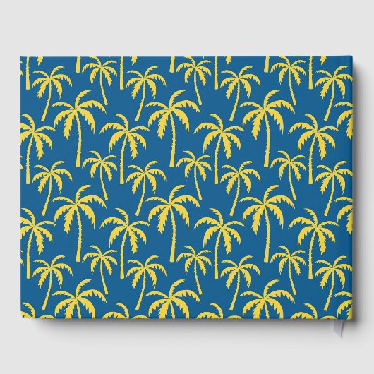 トロピカルサマーパームツリーズバケーションブルーイエロー ゲストブック (裏面)