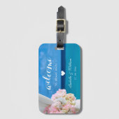 トロピカルサマーパームビーチ結婚式のお願い ラゲッジタグ (正面縦)