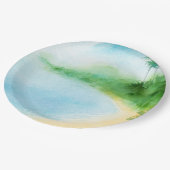 トロピカルサマービーチウォーターカラー海ベイ ペーパープレート (アングル)