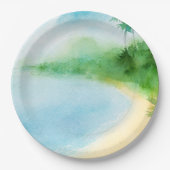 トロピカルサマービーチウォーターカラー海ベイ ペーパープレート (正面)
