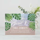 トロピカルサマービーチスターフィッシュスウィート16誕生日 招待状 (スタンド正面)