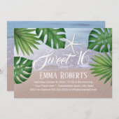 トロピカルサマービーチスターフィッシュスウィート16誕生日 招待状 (正面/裏面)