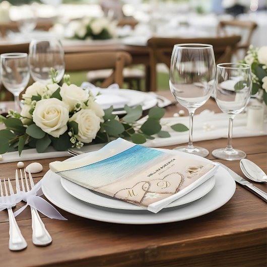 トロピカルサマービーチハート結婚ショアのナプキン