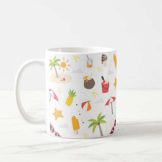 トロピカルサマービーチバケーションパターンデザイン コーヒーマグカップ (左)