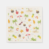 トロピカルサマービーチバケーションパターンデザイン スタンダードカクテルナプキン (正面)