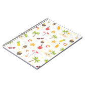 トロピカルサマービーチバケーションパターンデザイン ノートブック (左側)