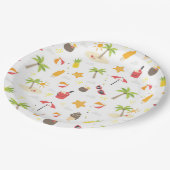 トロピカルサマービーチバケーションパターンデザイン ペーパープレート (アングル)