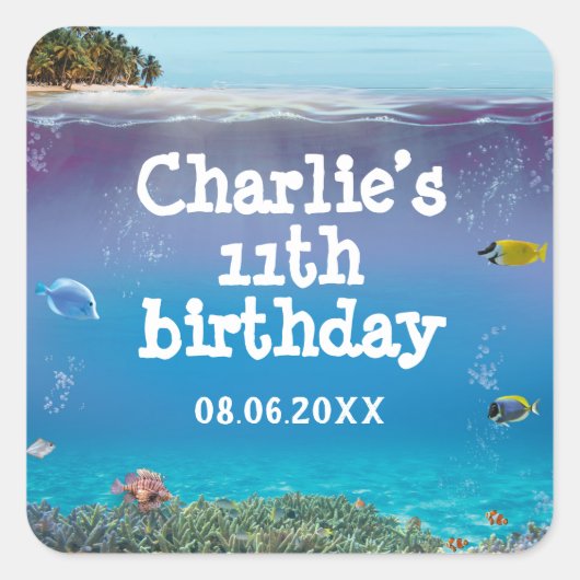 トロピカルサマービーチパーティーサンキュースクエアスティック スクエアシール (正面)