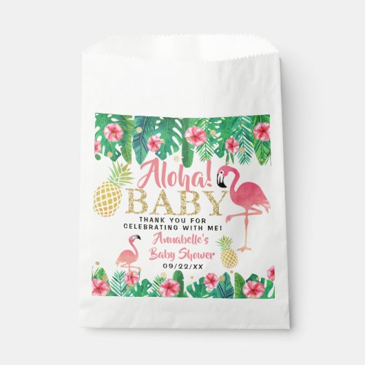 トロピカルサマービーチルアウ（ハワイ式宴会）ガールズベビーシャワー フェイバーバッグ (正面)