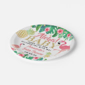 トロピカルサマービーチルアウ（ハワイ式宴会）ガールズベビーシャワー ペーパープレート (アングル)