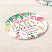トロピカルサマービーチルアウ（ハワイ式宴会）ガールズベビーシャワー ラウンドペーパーコースター (アングル)