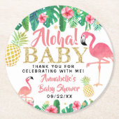 トロピカルサマービーチルアウ（ハワイ式宴会）ガールズベビーシャワー ラウンドペーパーコースター (正面)