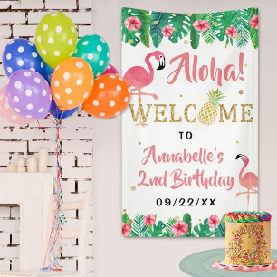 トロピカルサマービーチルアウ(ハワイ式宴会)ガールズ誕生日歓迎 横断幕