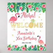 トロピカルサマービーチルアウ（ハワイ式宴会）ガールズ誕生日歓迎 箔ポスター (正面)