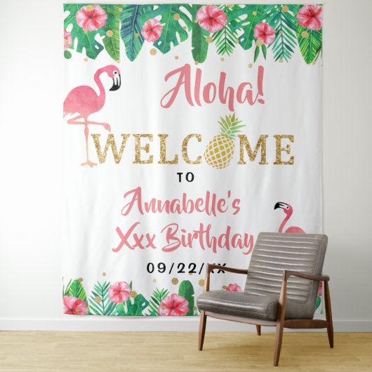 トロピカルサマービーチルアウ(ハワイ式宴会)ガールズ誕生日 タペストリー (インサイチュ)