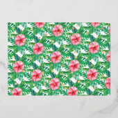 トロピカルサマービーチルアウ（ハワイ式宴会）ガールズ1歳実在誕生日 箔招待状 (裏面)