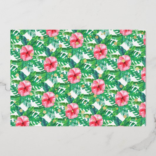 トロピカルサマービーチルアウ（ハワイ式宴会）ガールズ1歳実在誕生日 箔招待状 (裏面)