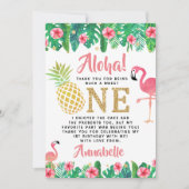 トロピカルサマービーチルアウ（ハワイ式宴会）ガールズ1st誕生日 サンキューカード (正面)