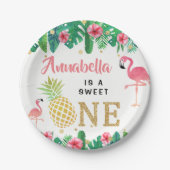 トロピカルサマービーチルアウ(ハワイ式宴会)ガールズ1st誕生日 ペーパープレート (正面)