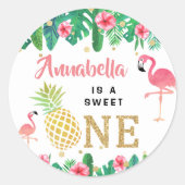 トロピカルサマービーチルアウ（ハワイ式宴会）ガールズ1st誕生日 ラウンドシール (正面)