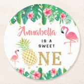 トロピカルサマービーチルアウ(ハワイ式宴会)ガールズ1st誕生日 ラウンドペーパーコースター (正面)