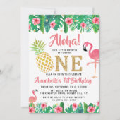 トロピカルサマービーチルアウ(ハワイ式宴会)ガールズ1st誕生日 招待状 (正面)