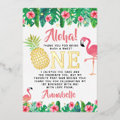 トロピカルサマービーチルアウ(ハワイ式宴会)ガールズ1st誕生日 箔招待状 (正面)