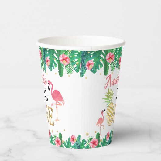 トロピカルサマービーチルアウ（ハワイ式宴会）ガールズ1st誕生日 紙コップ (右)