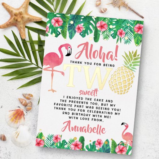 トロピカルサマービーチルアウ（ハワイ式宴会）ガールズ2ndバースデー実在 箔招待状
